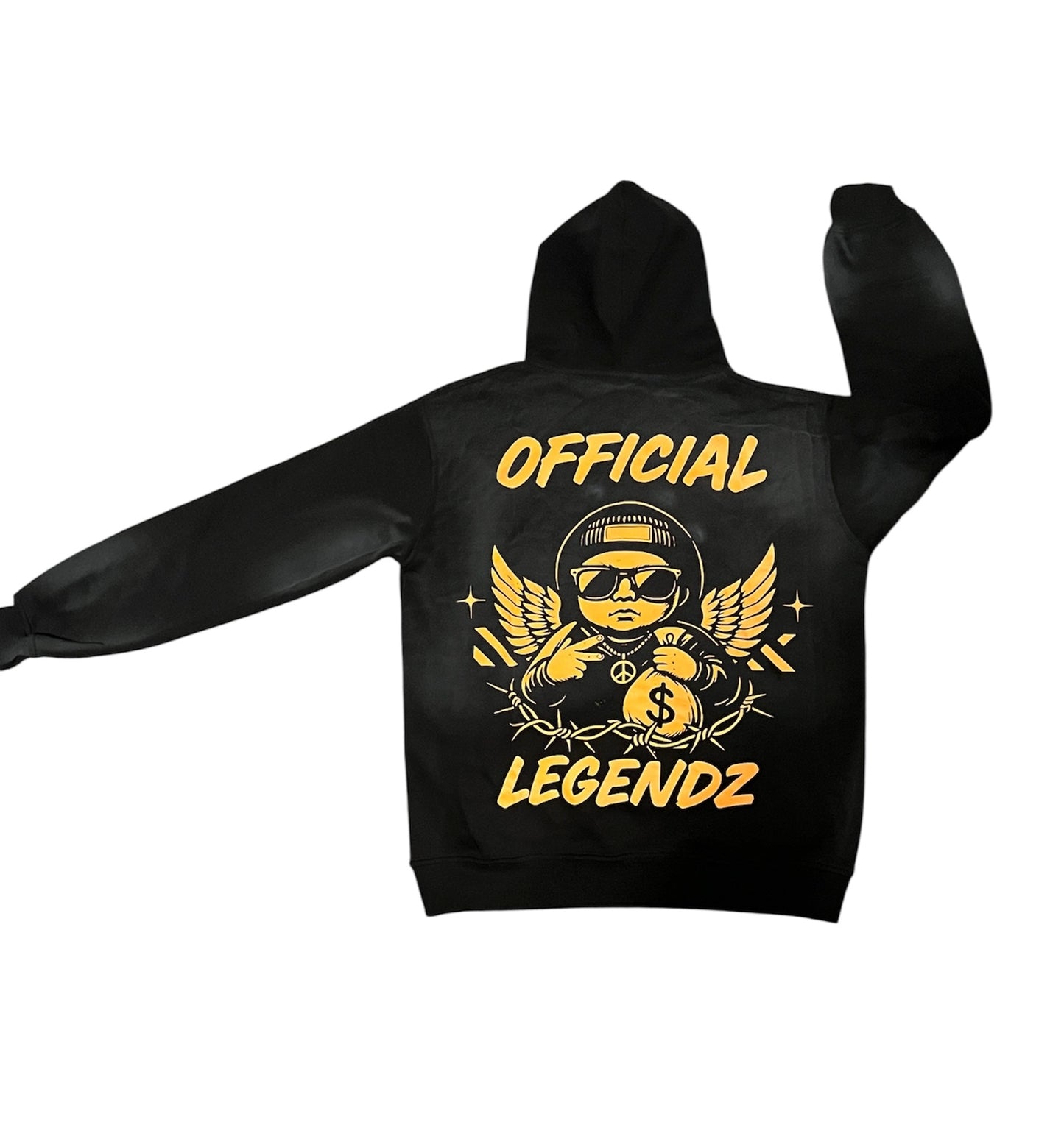 Black and Orange Washed Hoodie