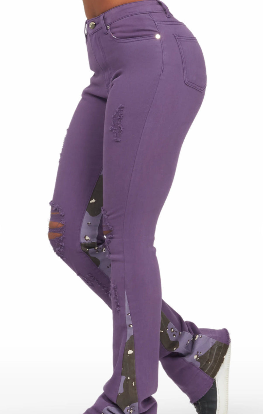 Purple Women Stack Jeans