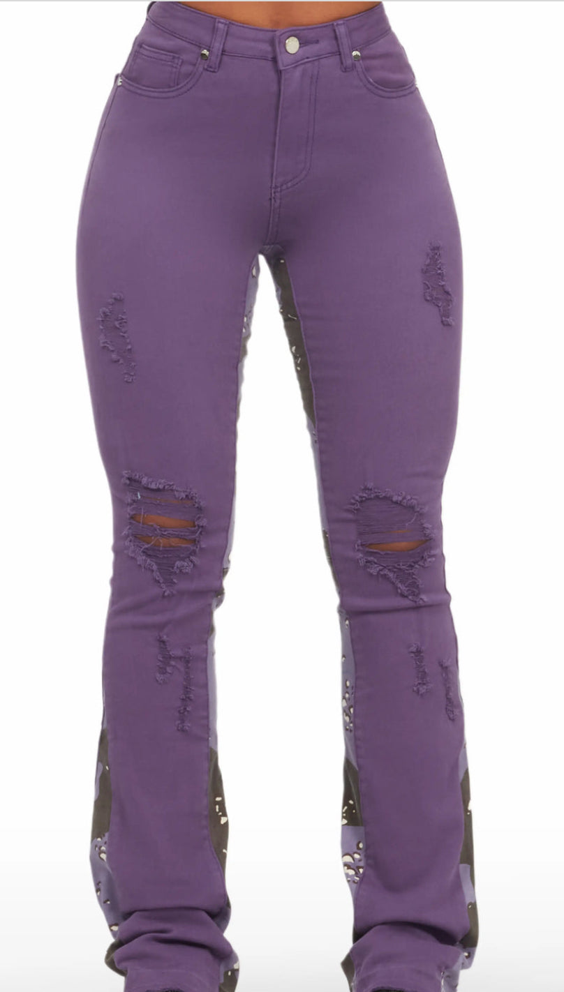 Purple Women Stack Jeans