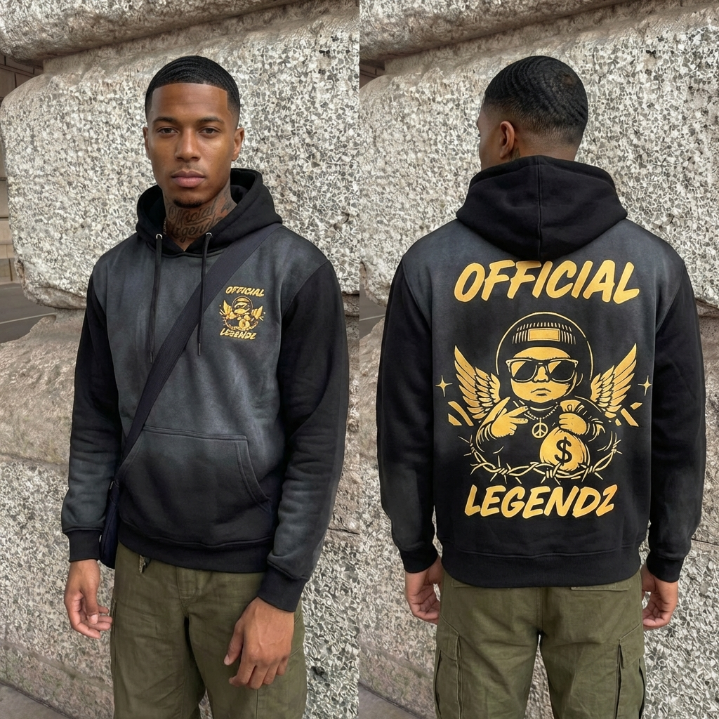 Black and Orange Washed Hoodie